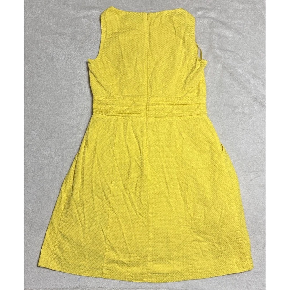 Lauren Ralph Lauren Dress Womens 10 Yellow Key Hole Sleeveless Zip Back Pockets - Picture 2 of 11